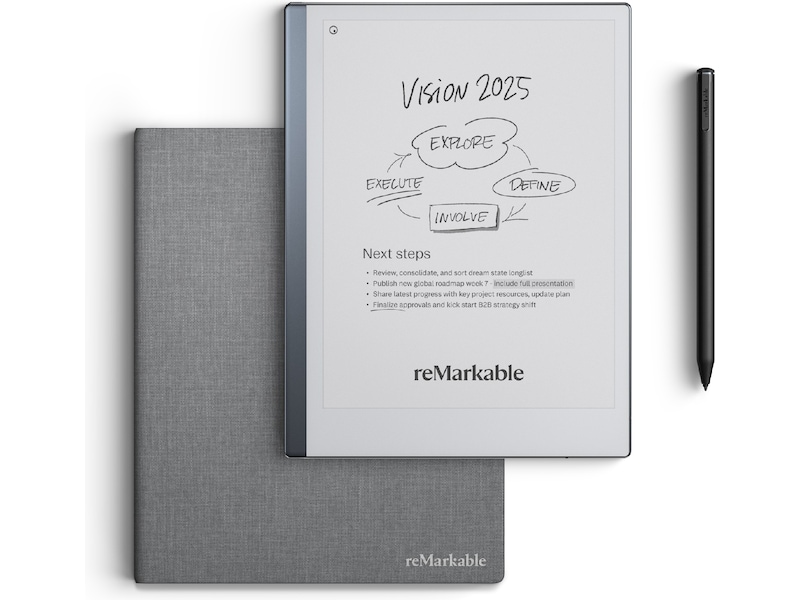 reMarkable 2 10,3" 8GB inkl. Marker Plus och Book Folio (grå polymerväv) Digitala anteckningsblock och tillbehör