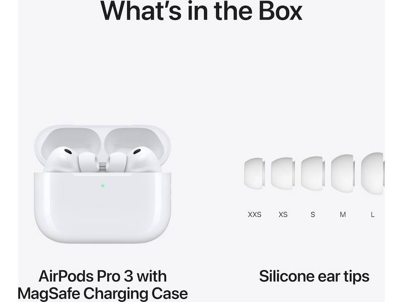 Apple AirPods Pro 3 trådlösa hörlurar, in-ear (vit) In-ear hörlurar