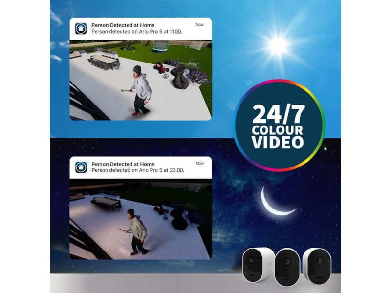 Arlo Pro 5 2K övervakningskamera 4-pack (vit) -B-Grade Demo hem & hushåll