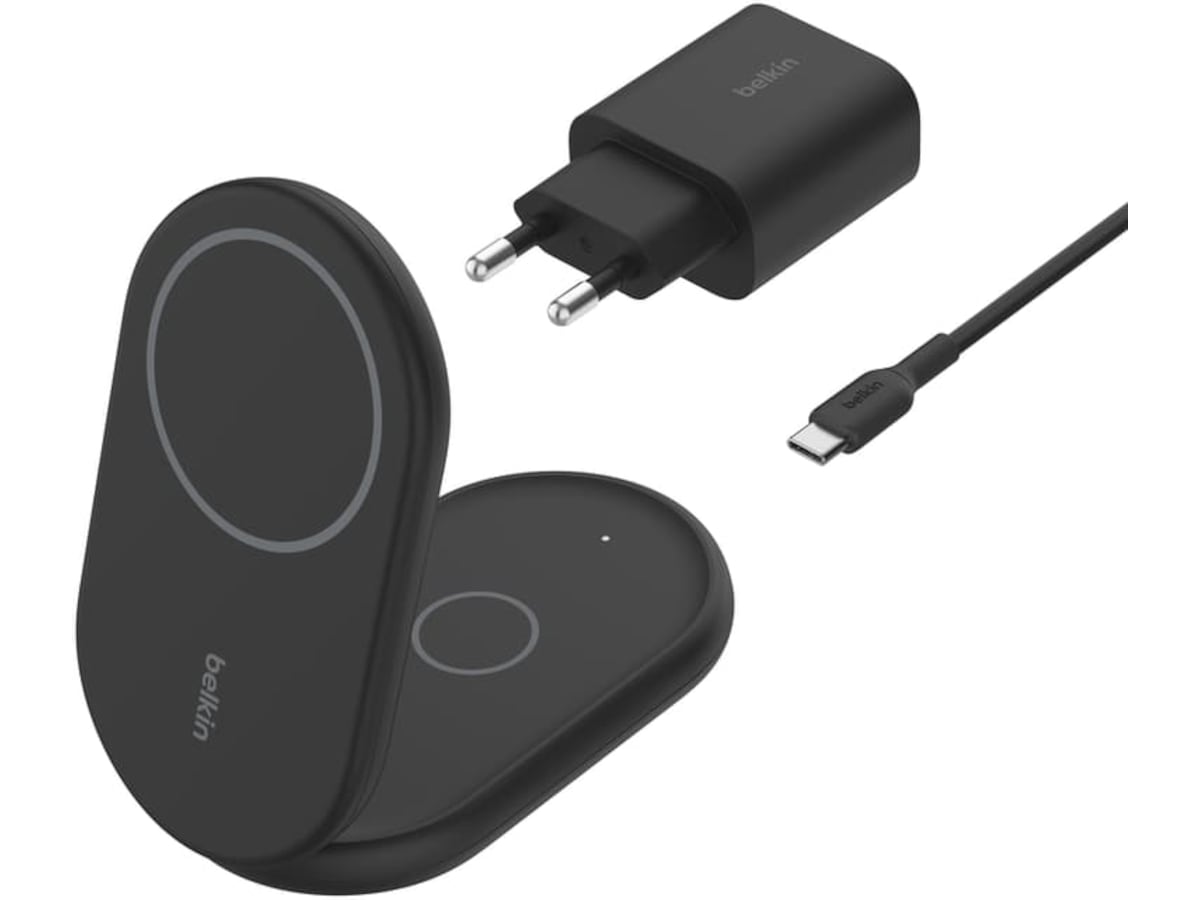 Belkin 2-i-1 15W magnetisk hopfällbar trådlös laddare (svart) Trådlös laddare