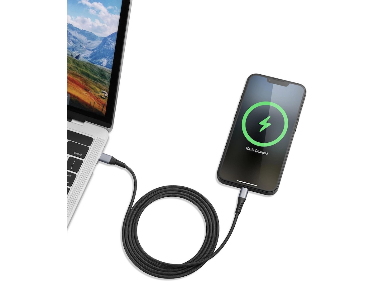 Andersson flätad USB-C till Lightning-kabel 1,5m (svart) 2pk USB-kablar