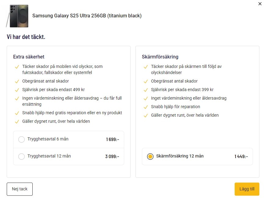 Skärmförsäkring på mobiltelefonen