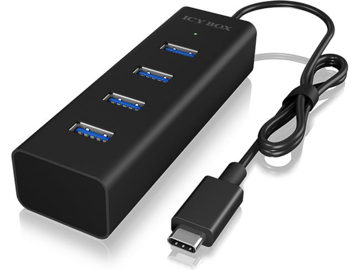 ICY BOX Type-C® till 4-portars USB 3.0 Type-A Hub, aluminium Dockningsstation och USB-hub