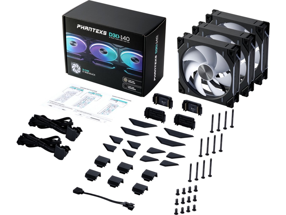 Phanteks D30 140mm PWM DRGB Regular Fläkt 3-Pack (svart) Fläkt