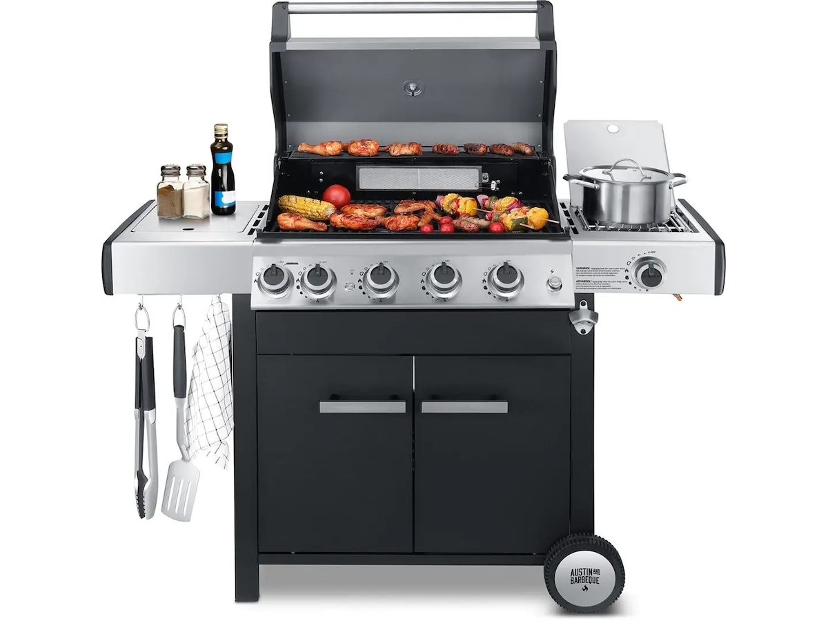 Austin and Barbeque Gasolgrill med flera brännare och funktioner Utomhusgrillar