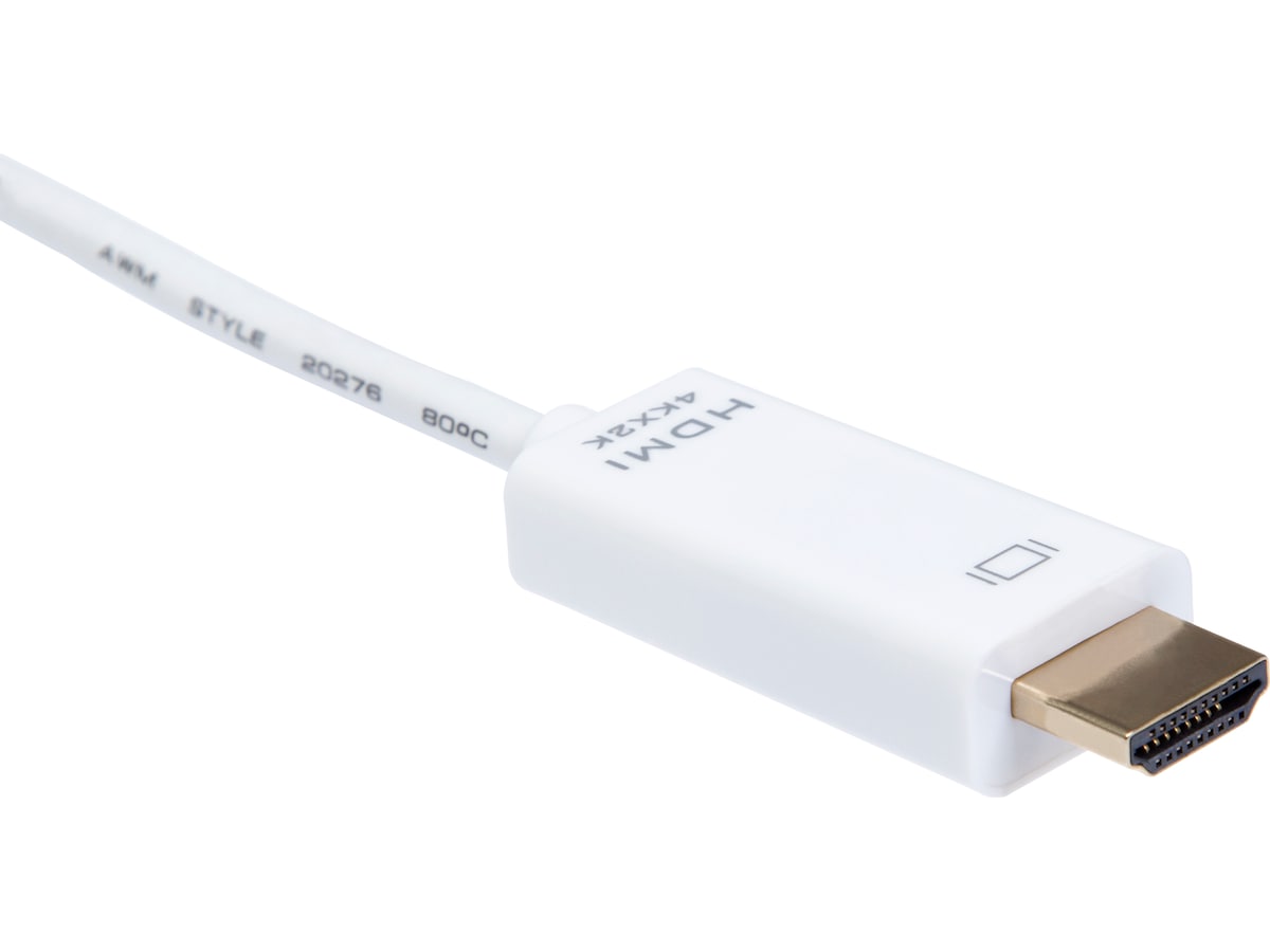 Mini DP till HDMI kabel 2m (vit) Skärmkablar