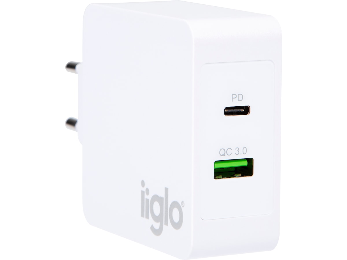 iiglo 48W Väggladdare (vit) Mobilladdare