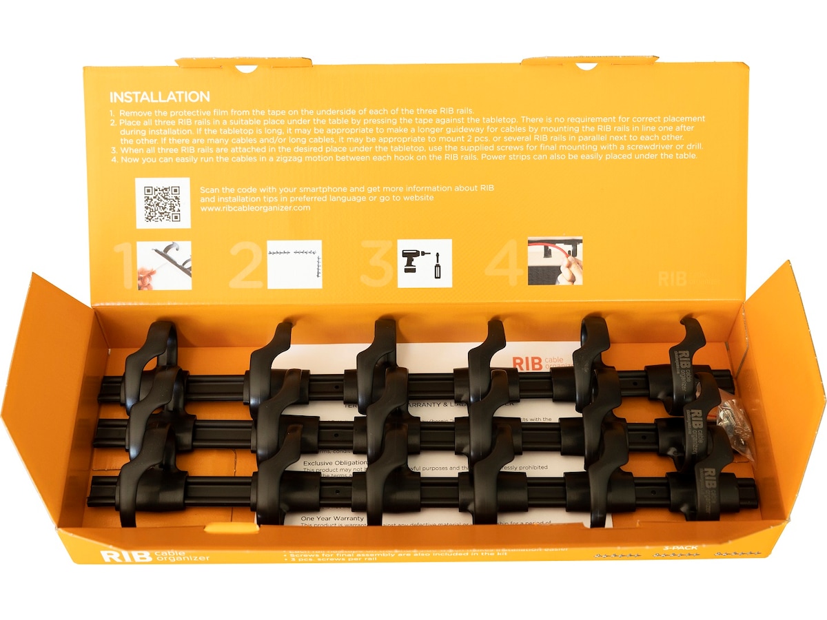 Kenson RIB 38cm Kabelhållare (3pk) Tillbehör till arbetsstationer & kontorsbås