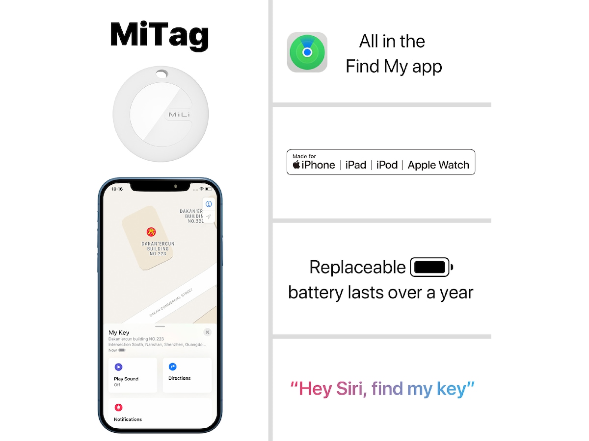 MiLi MiCollar Halsband för hundar, med spårningschip (svart) Bluetooth tracker & GPS