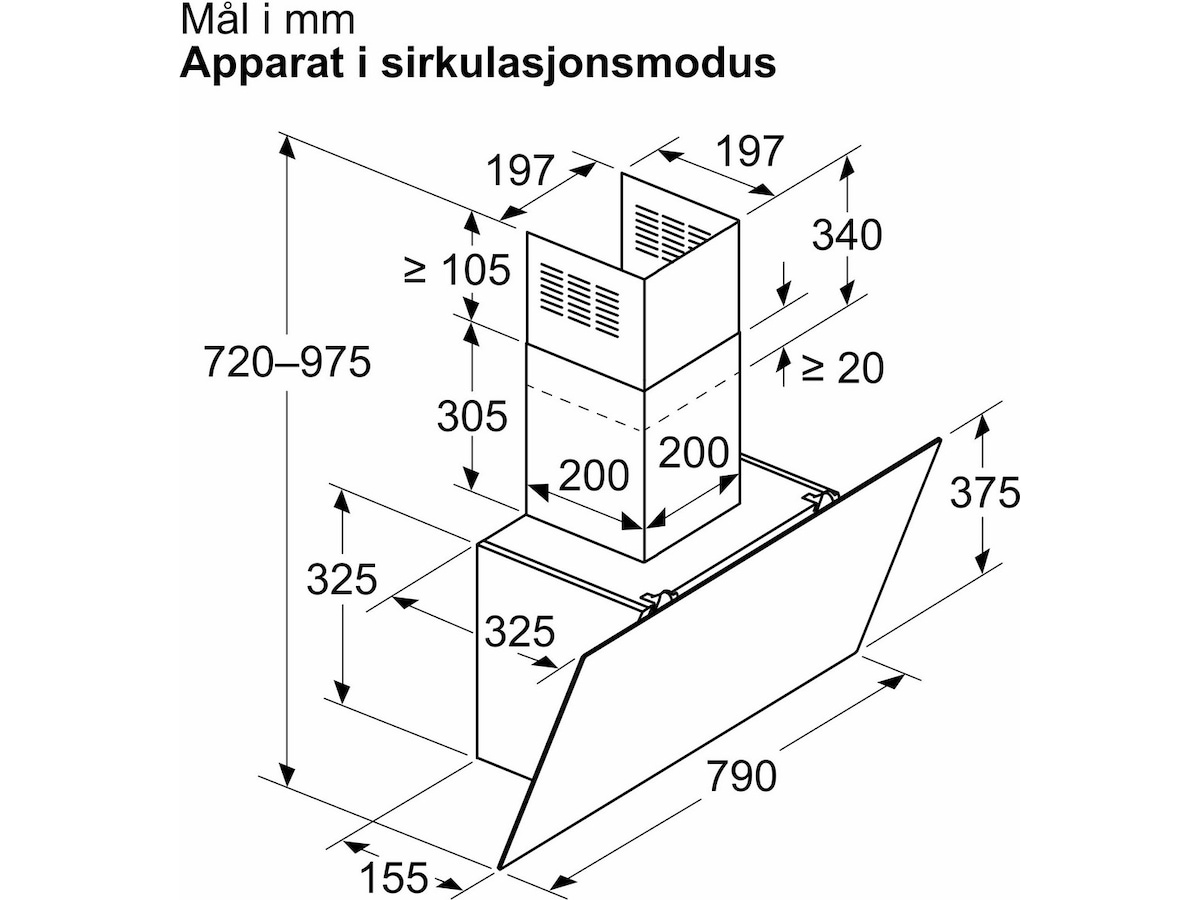 Siemens iQ100 LC85KDK60 Ventilator (svart) Väggmonterad köksfläkt