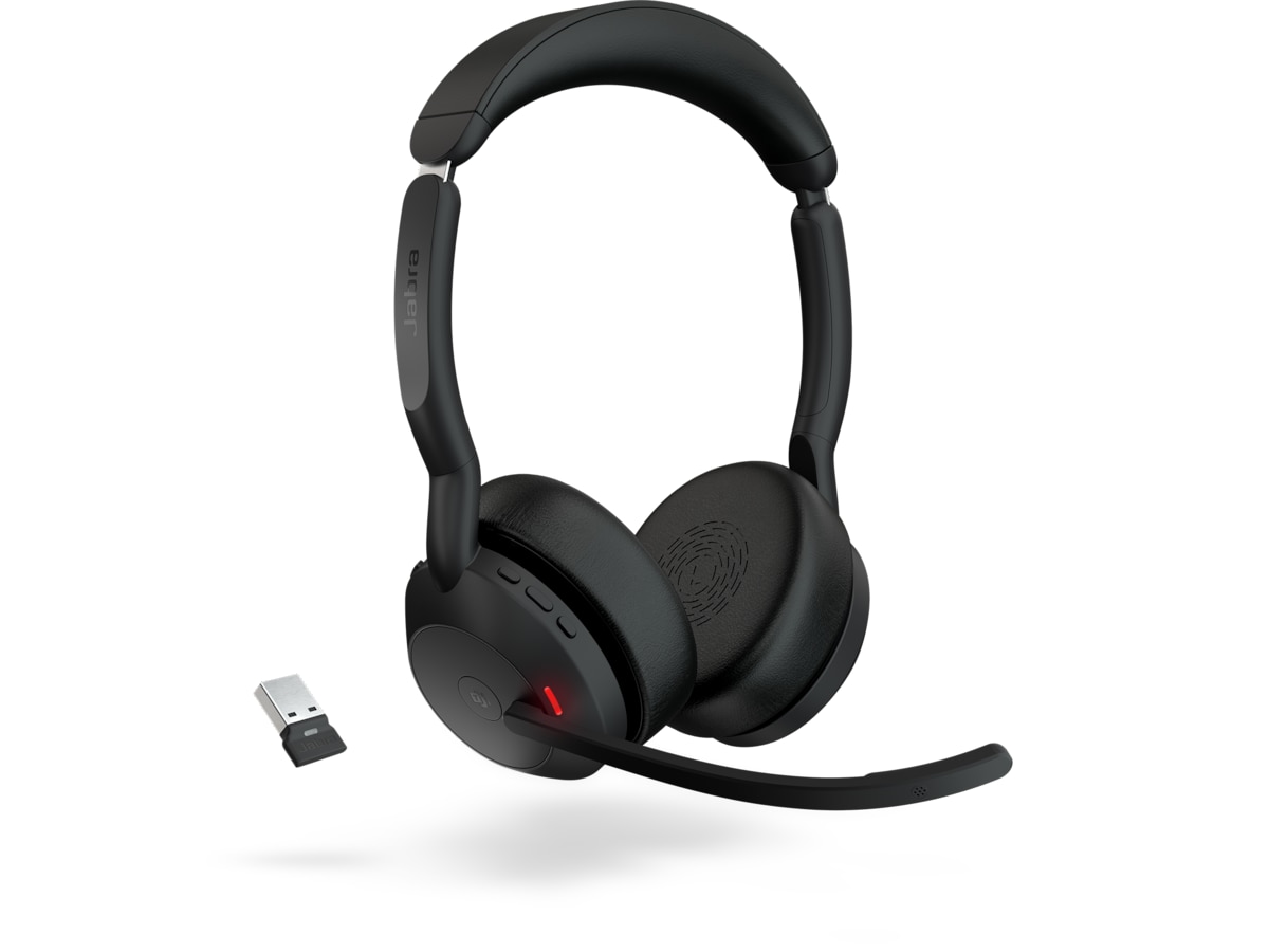 Jabra Evolve2 55 Link380a MS Teams Stereo Stand Headset trådlöst