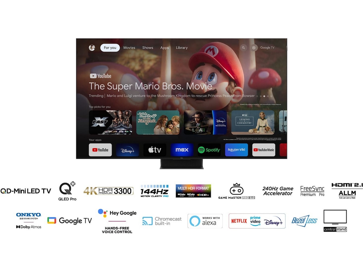TCL 65" 65C855 QLED Pro 4K Google TV 144Hz 60 - 69 tums TV
