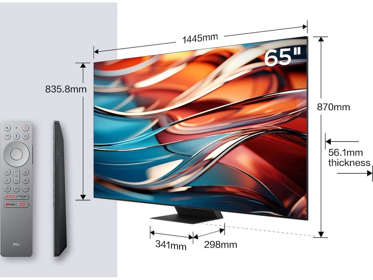 TCL 65" 65C855 QLED Pro 4K Google TV 144Hz 60 - 69 tums TV