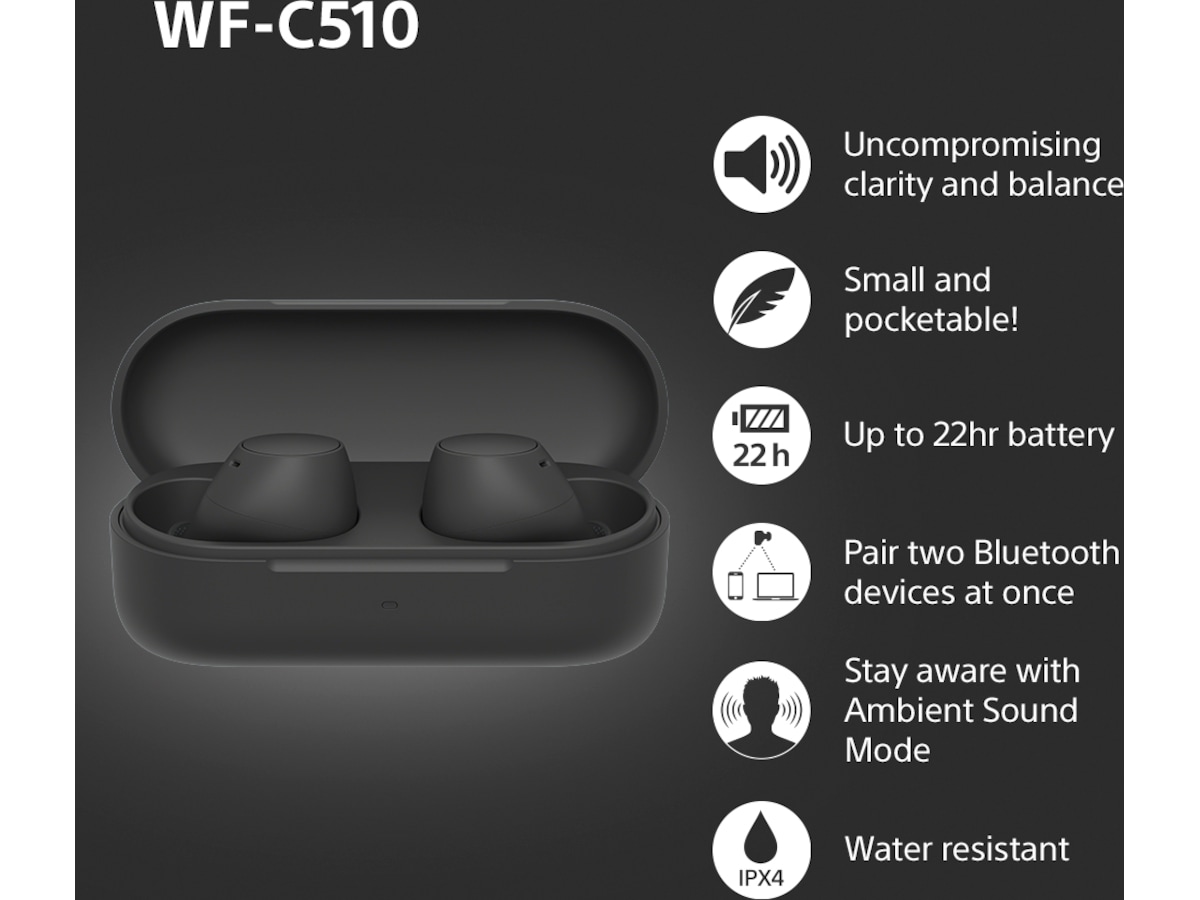Sony WF-C510  trådlösa hörlurar, In-ear med mikrofon (svart) In-ear hörlurar