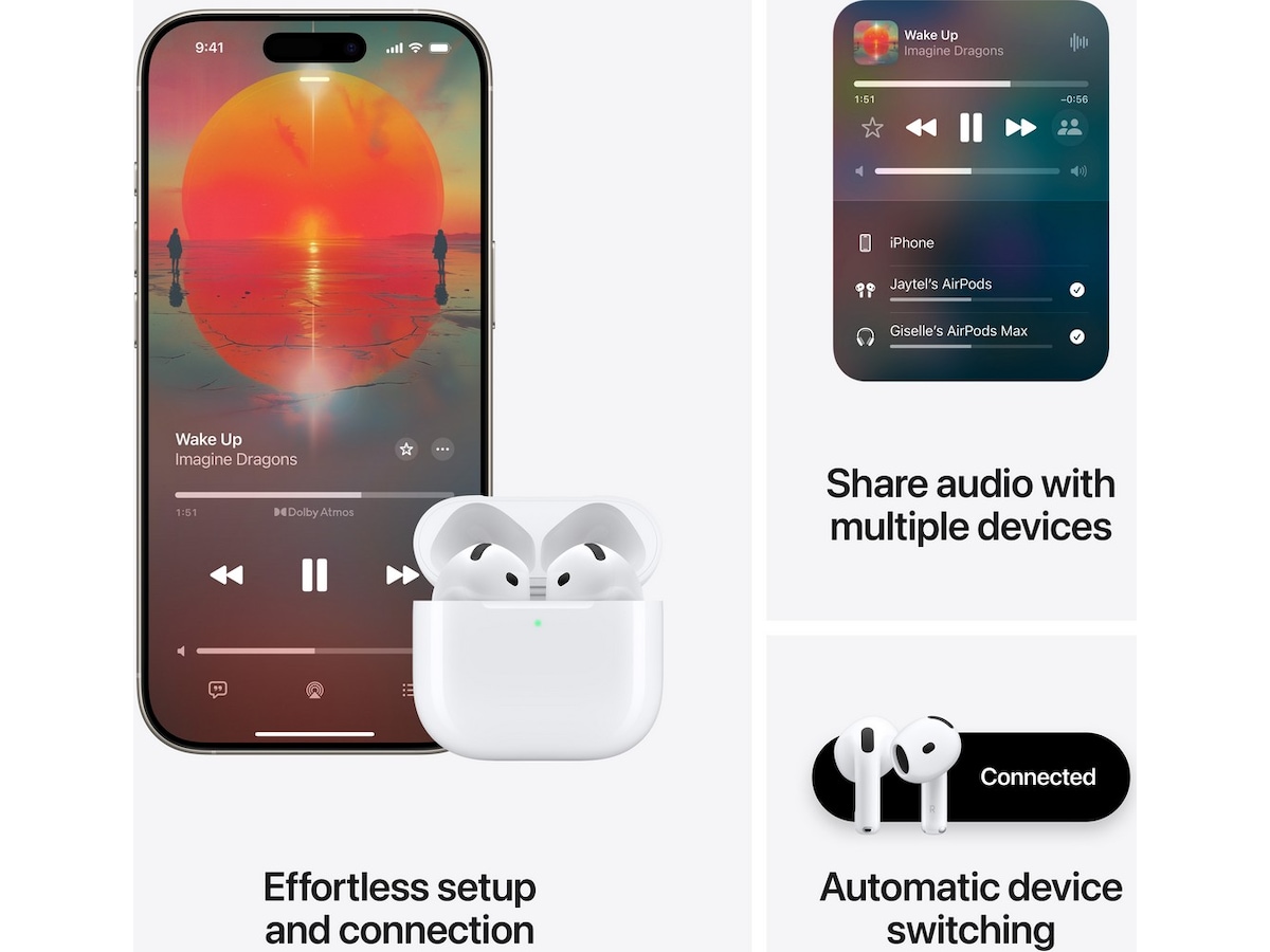 Apple AirPods 4 med brusreducering trådlösa öronproppar, in-ear (vit) In-ear hörlurar