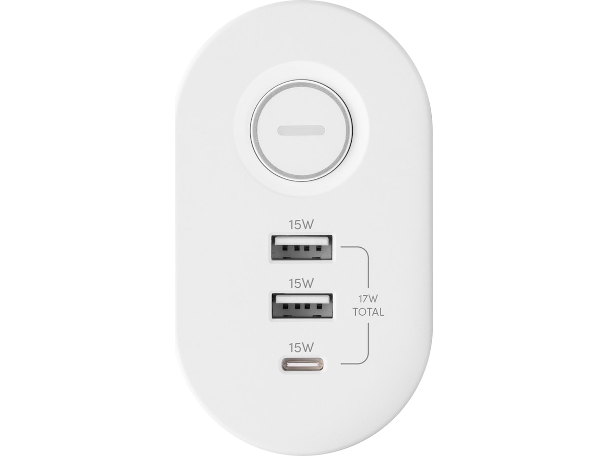 Andersson 6-i-1 grenuttag 3x uttag och USB med skrivbordsfäste (vit) Förlängningskabel & förgrening