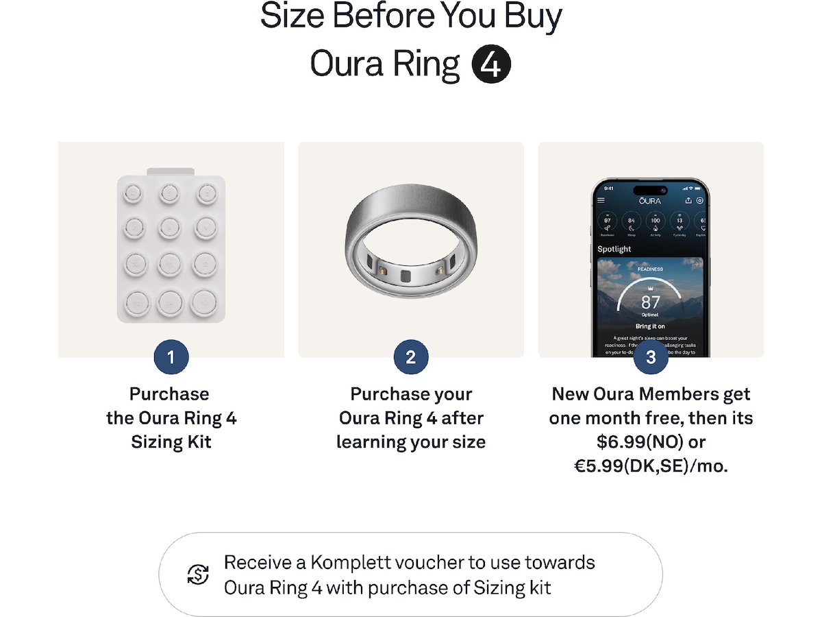 Oura Ring 4 Smart Ring str. 9 (borstad silver) Smart ring