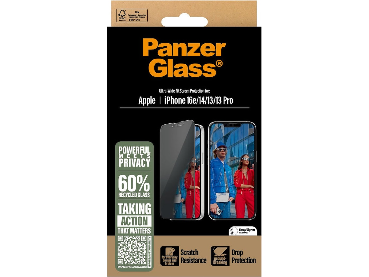 PanzerGlass iPhone 16e/14/13/13 Pro Privacy Skärmskydd Skärmskydd
