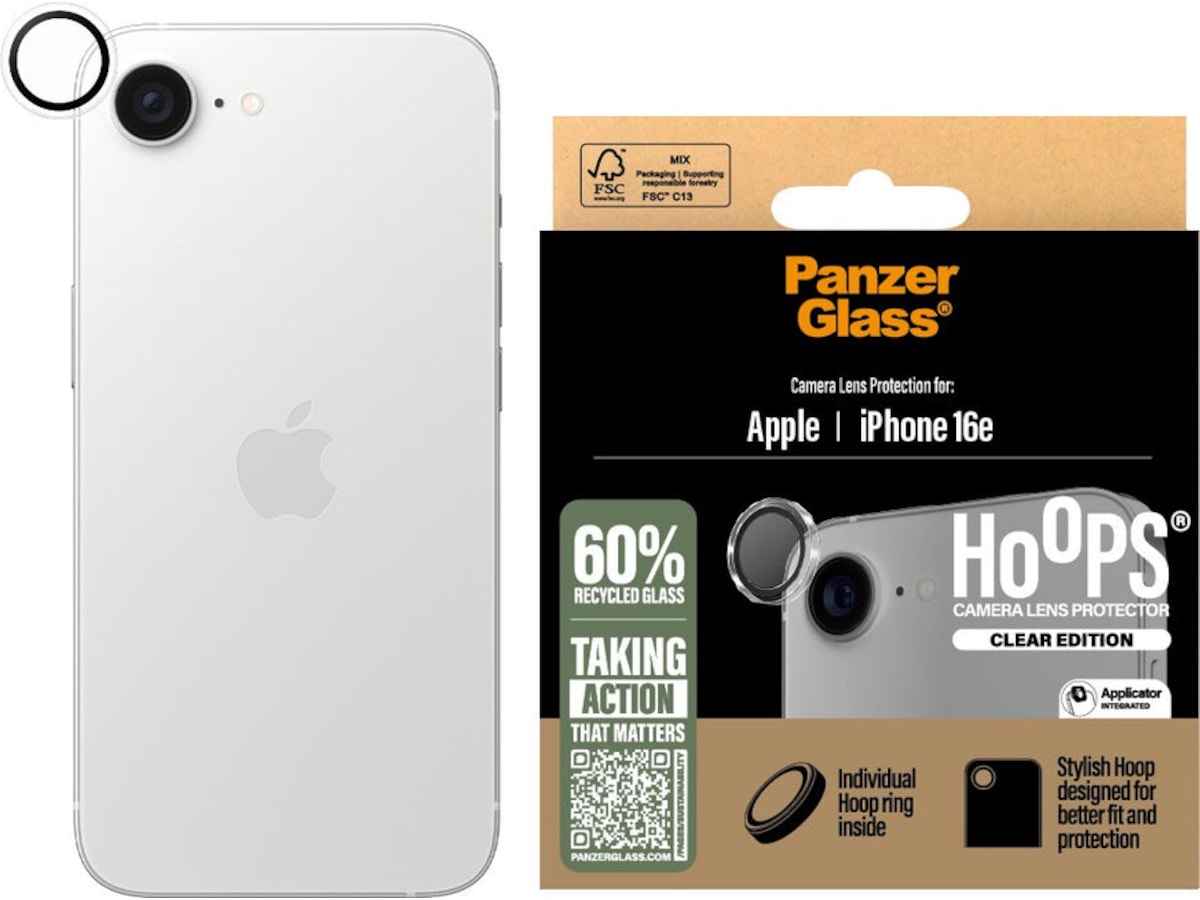 PanzerGlass iPhone 16e Hoops Linsskydd (genomskinligt) Skärmskydd