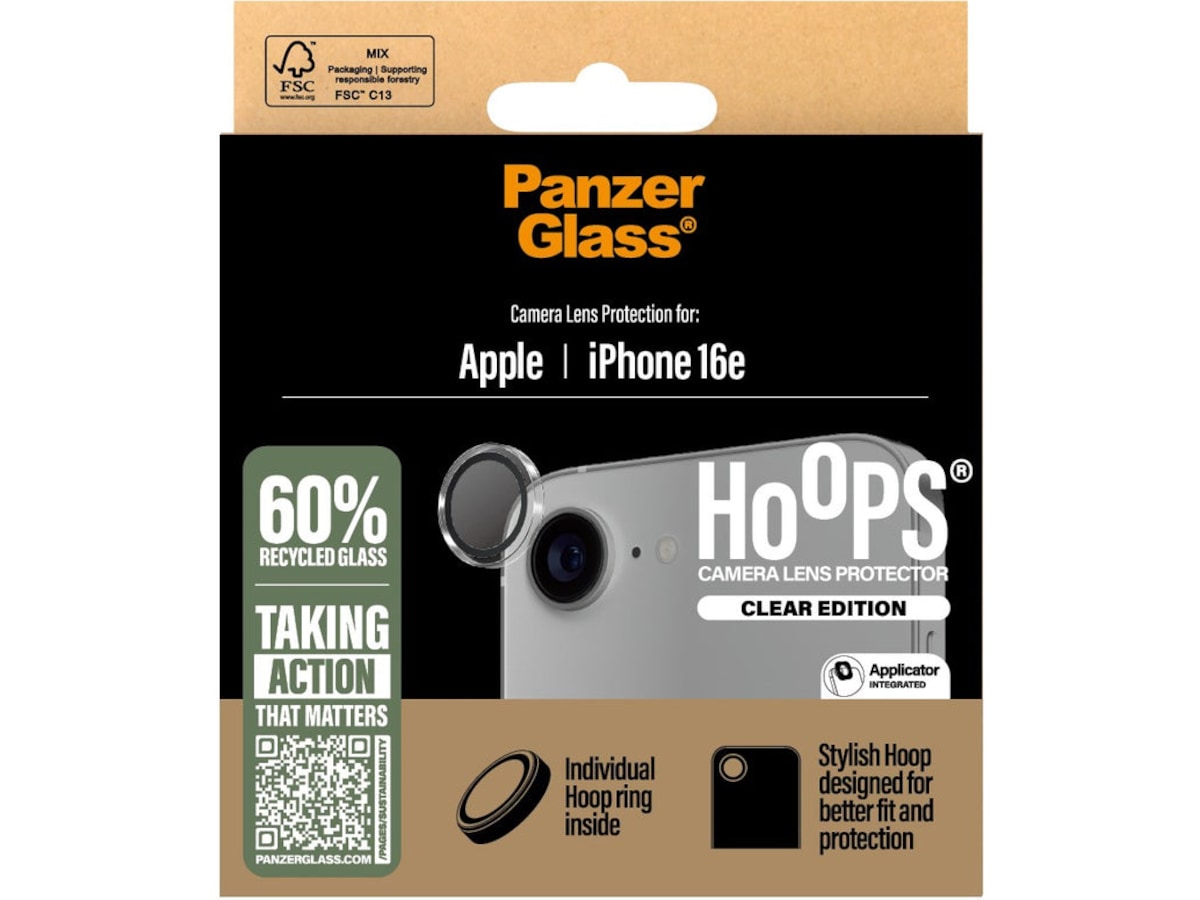 PanzerGlass iPhone 16e Hoops Linsskydd (genomskinligt) Skärmskydd