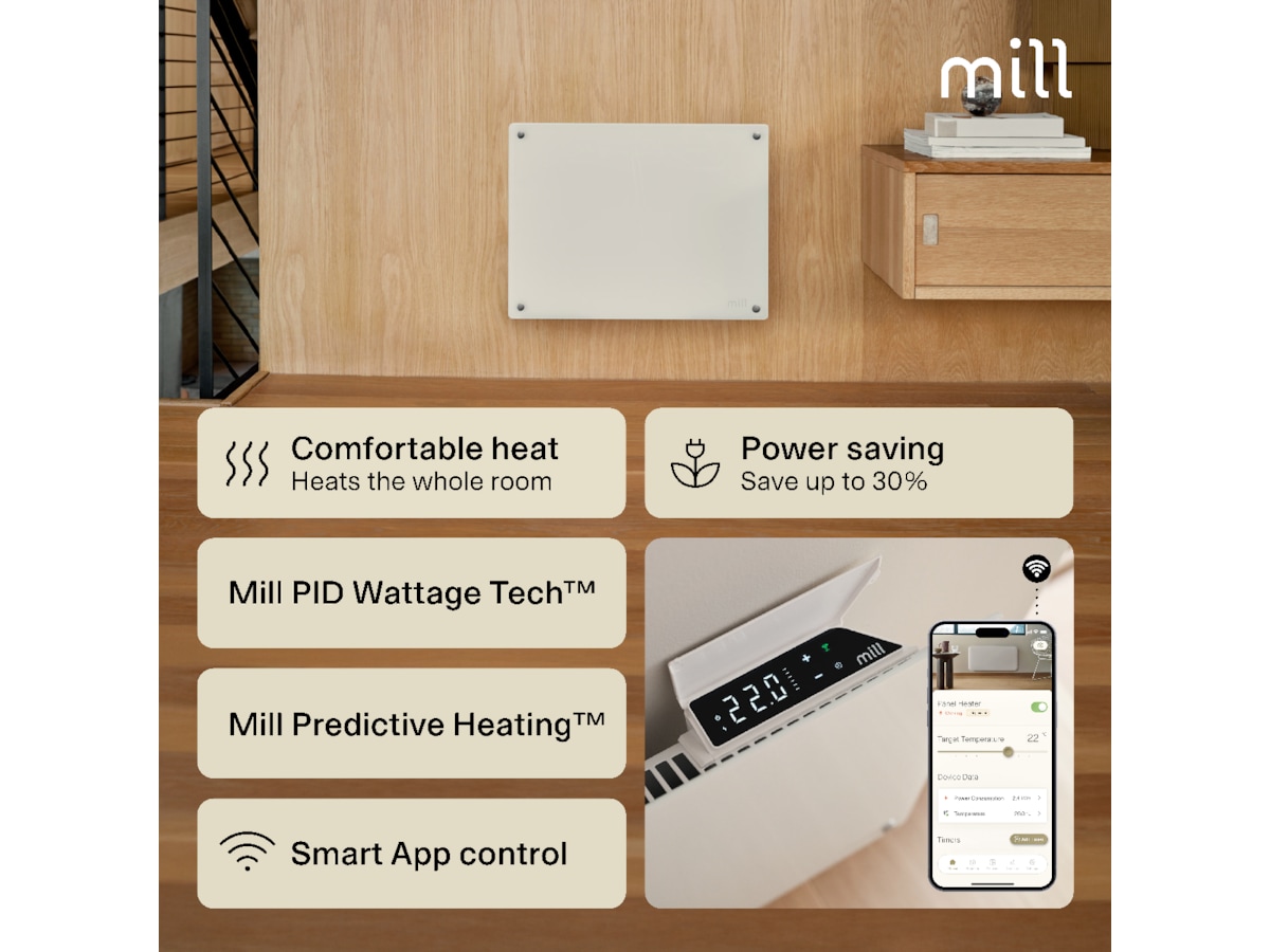 Mill Glass Smart WiFi Gen 4 panelradiator 400W Panelelement