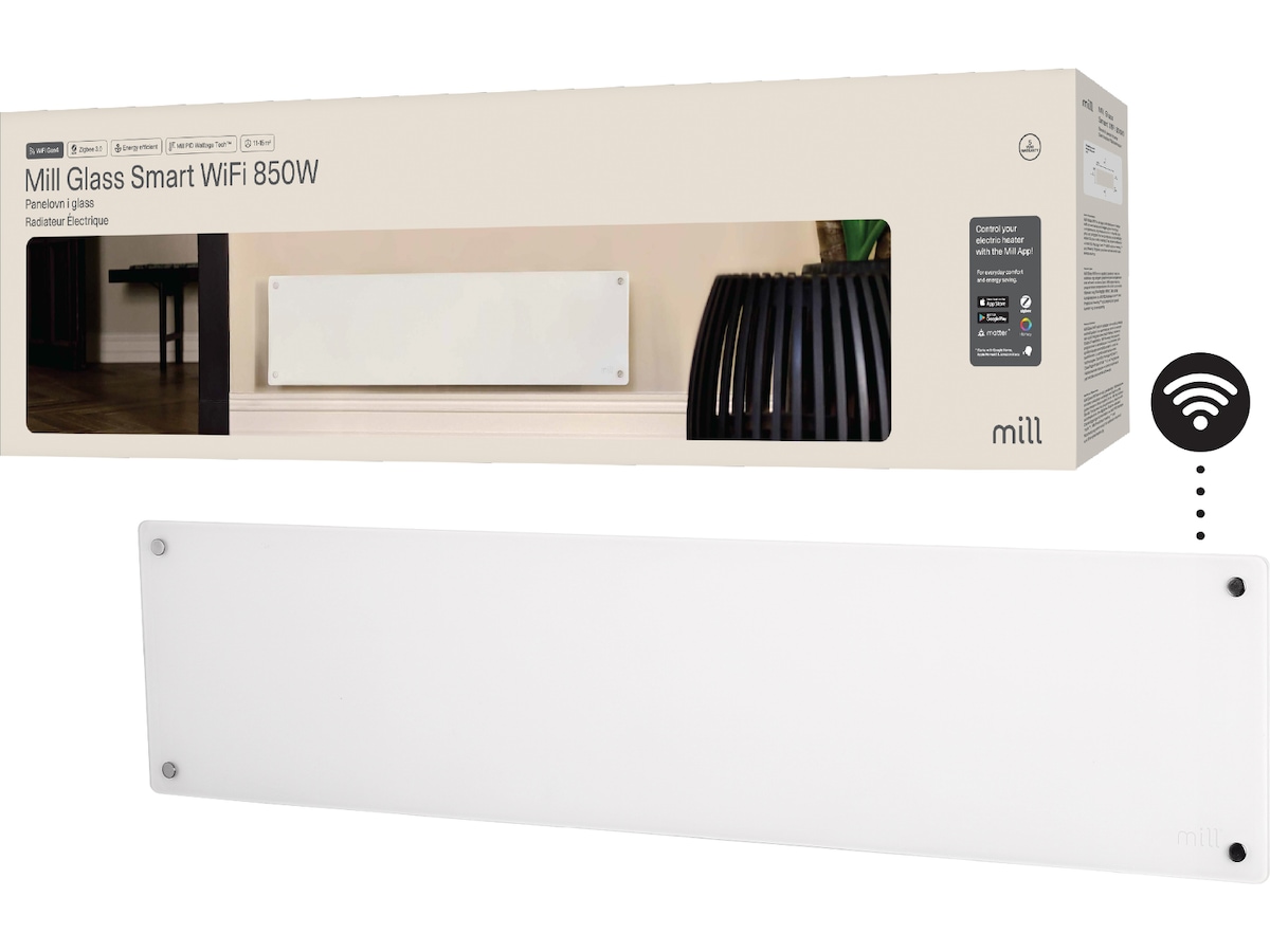 Mill Glass Smart WiFi Gen 4 panelradiator 850W Panelelement