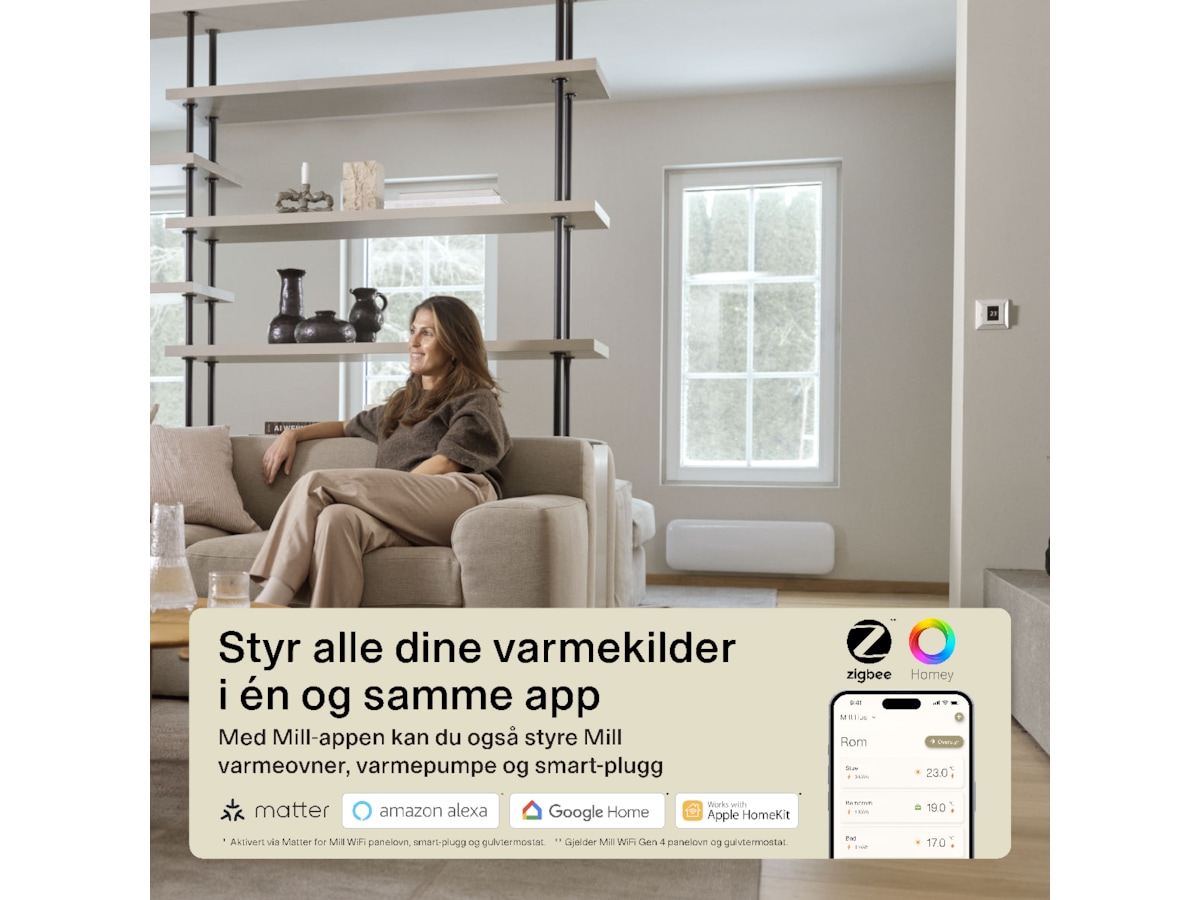 Mill Smart WiFi golvtermostat (matt vit) Tillbehör till värme