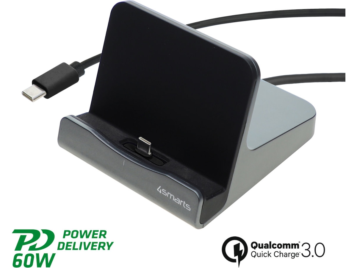 4smarts 60W USB-C laddningsstation (svart) Laddstation