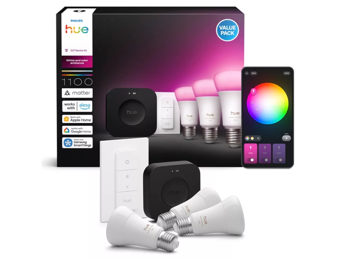 Philips Hue WCA startpaket (3x E27 + Dimmer + Bridge Pro) LED-lampor & glödlampor