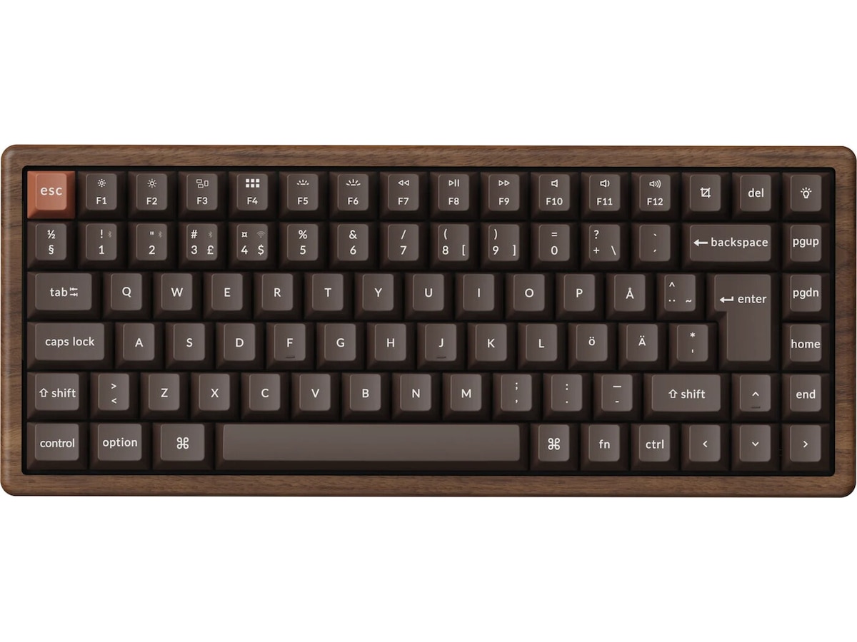 Keychron K2H-F1W-BO trådlöst mekaniskt tangentbord 75% Hall Effect valnöt Gamingtangentbord
