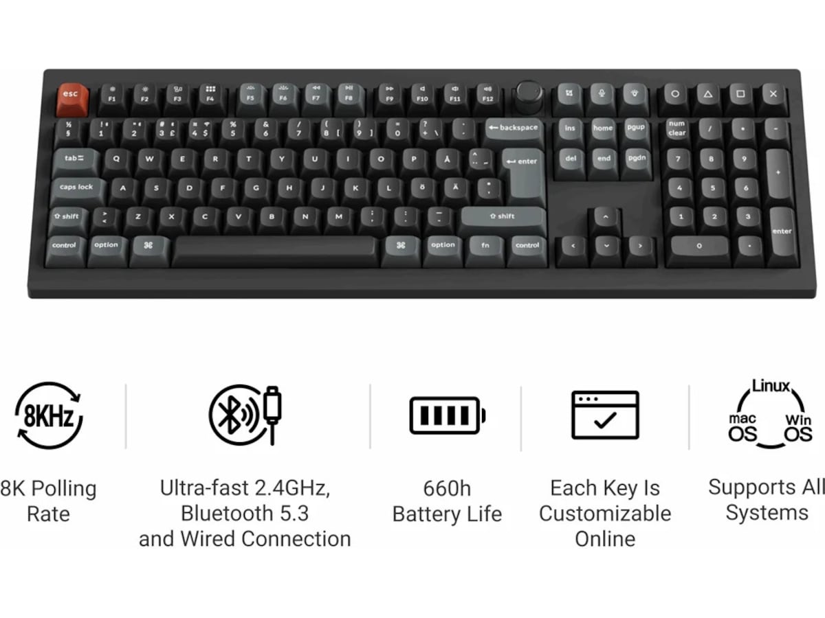 Keychron V6 Ultra 100% 8K Brown Trådlöst gamingtangentbord Gamingtangentbord