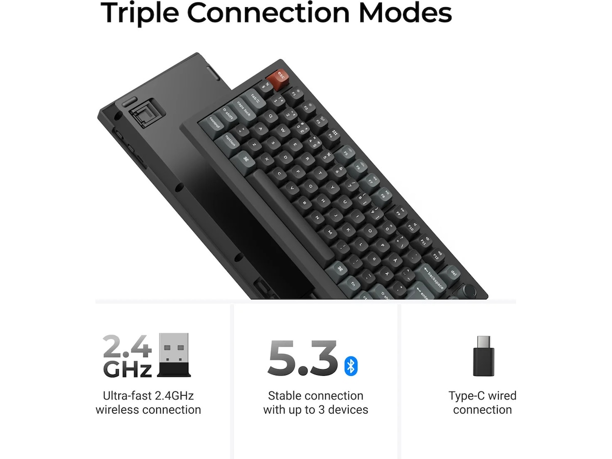 Keychron V1 Ultra 75% 8K Red Trådlöst Gamingtangentbord Gamingtangentbord