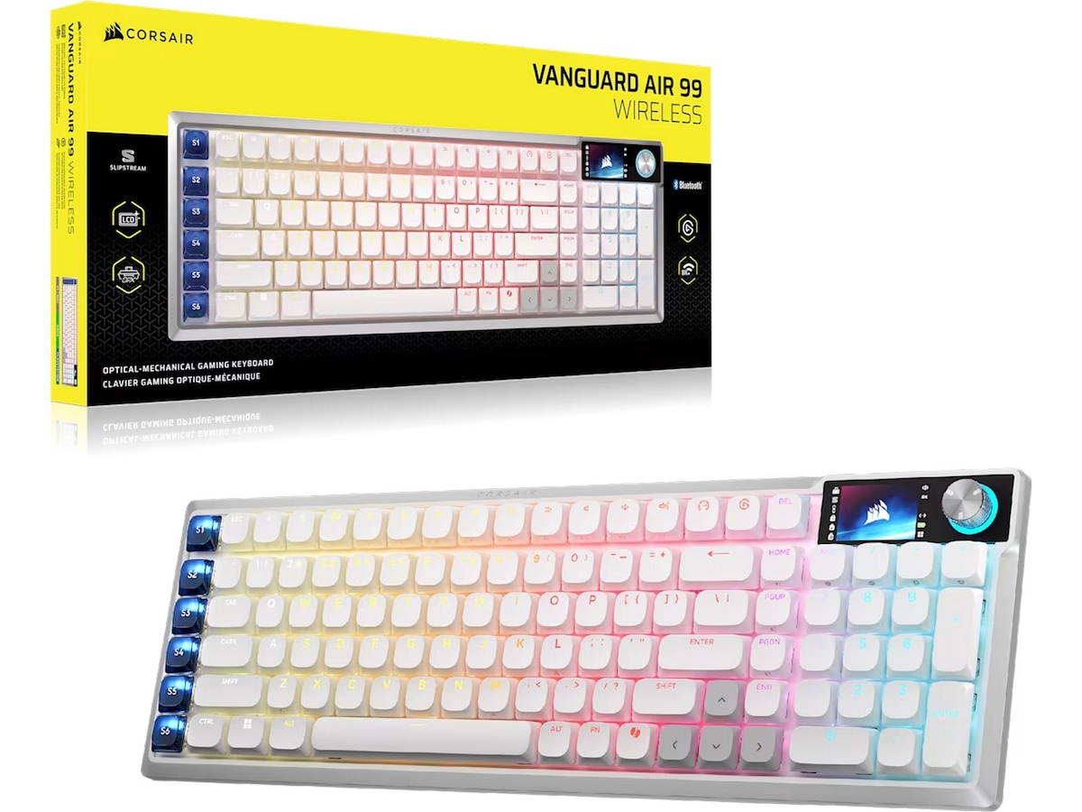 Corsair Vanguard Air 99 trådlöst gamingtangentbord (vit) -B-Grade Demo tangentbord