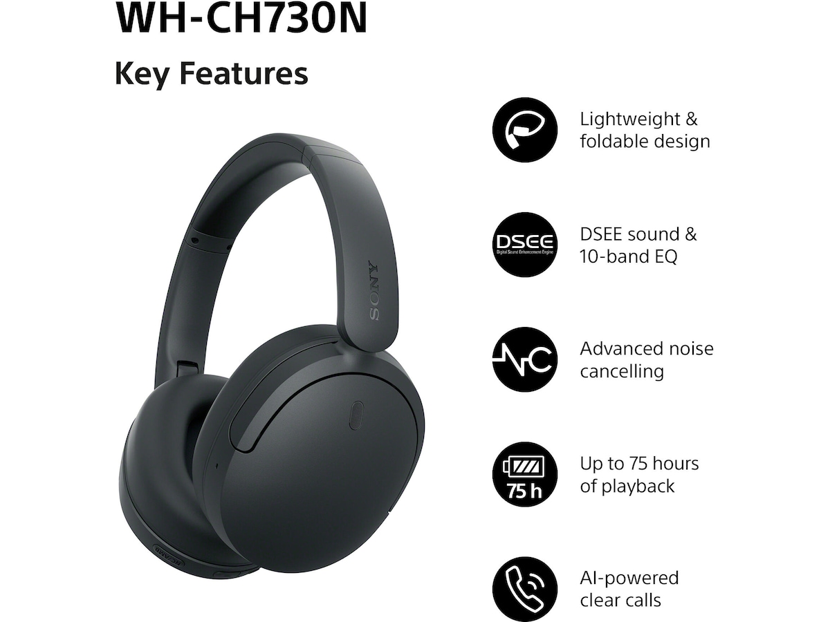 Sony WH-CH730N trådlösa brusreducerande hörlurar (svart) Hörlurar