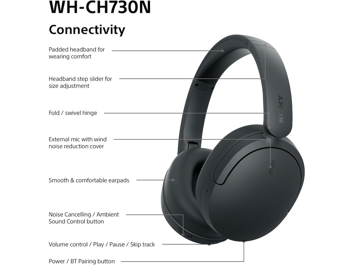 Sony WH-CH730N trådlösa brusreducerande hörlurar (svart) Hörlurar