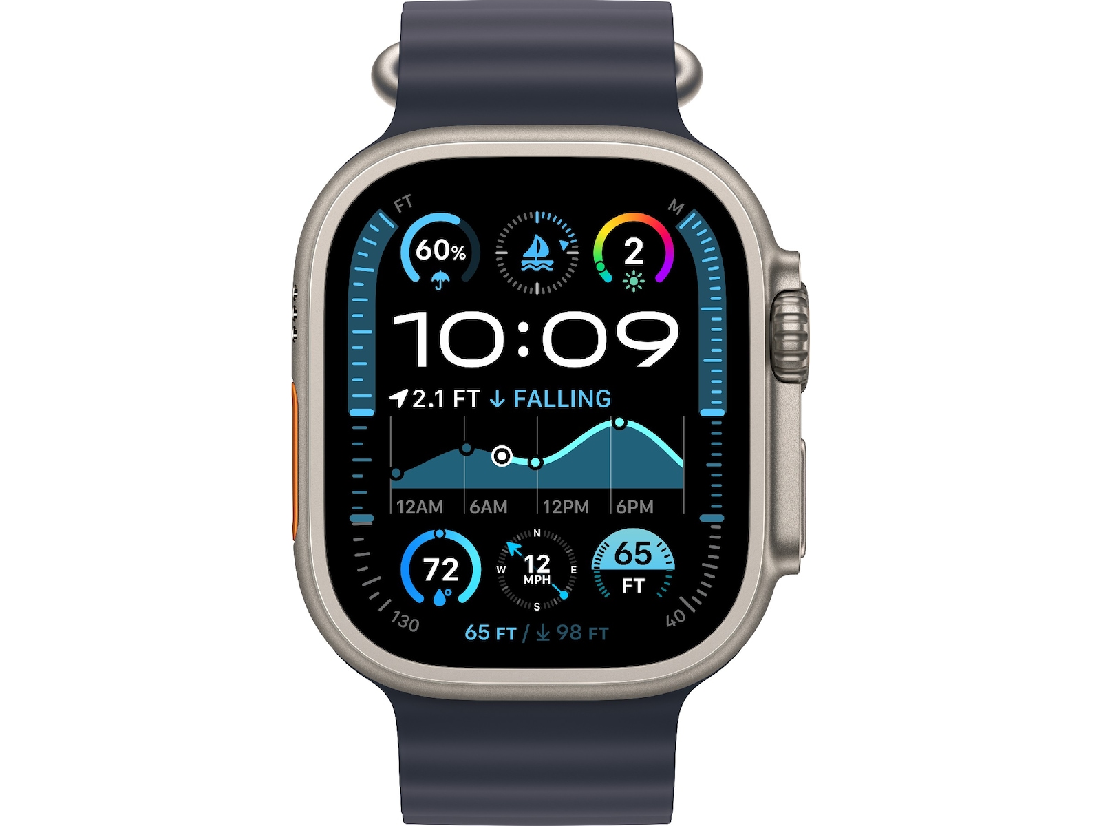 Apple Watch 49mm Natural Titanium Ocean Band Extension (navy) Armband