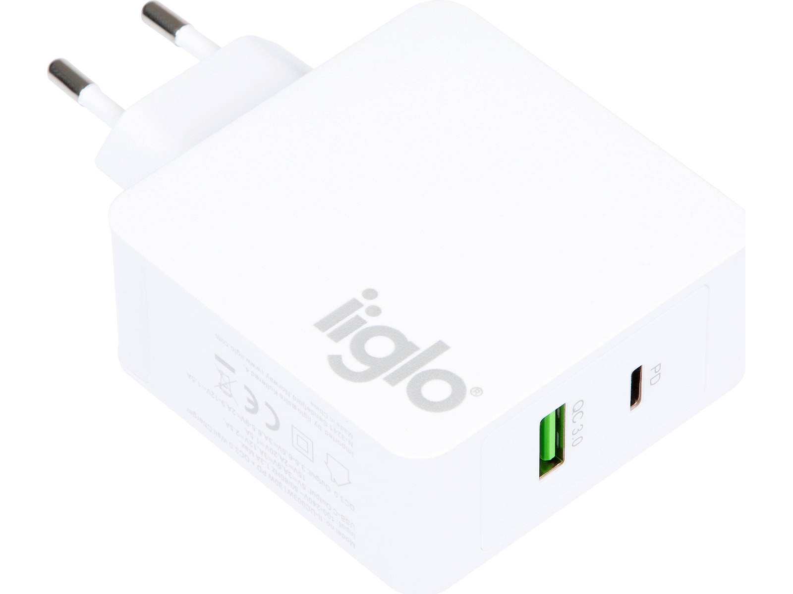 iiglo 48W Väggladdare (vit) Mobilladdare