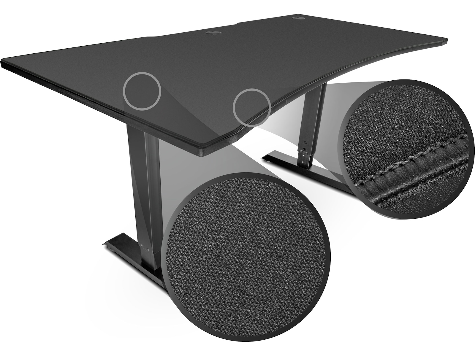 Svive Altair Gaming Desk matt svart med svarta sömmar Gaming desk