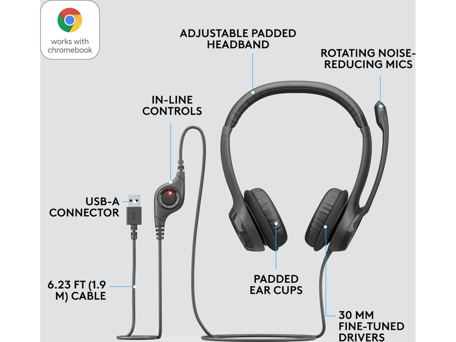 Logitech H390 USB PC Headset (svart) Headset