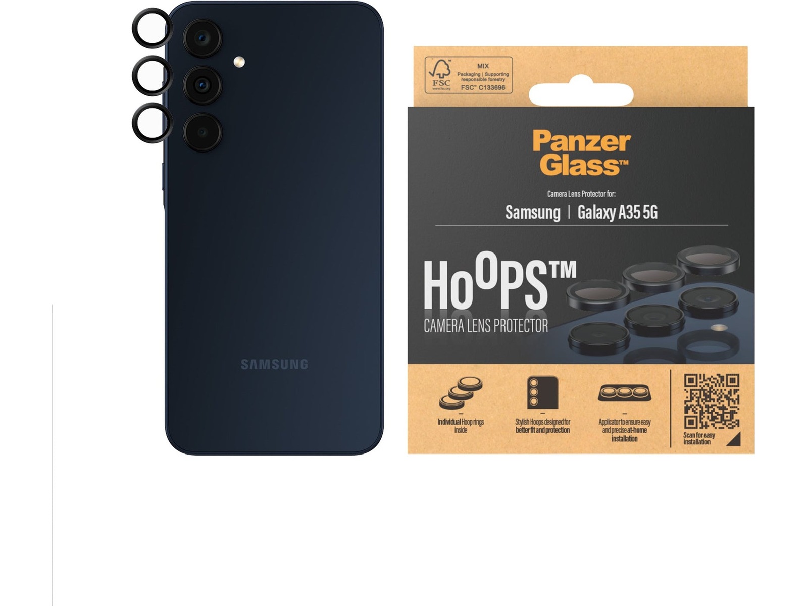 PanzerGlass Galaxy A34 Hoops Linsskydd (svart) Skärmskydd