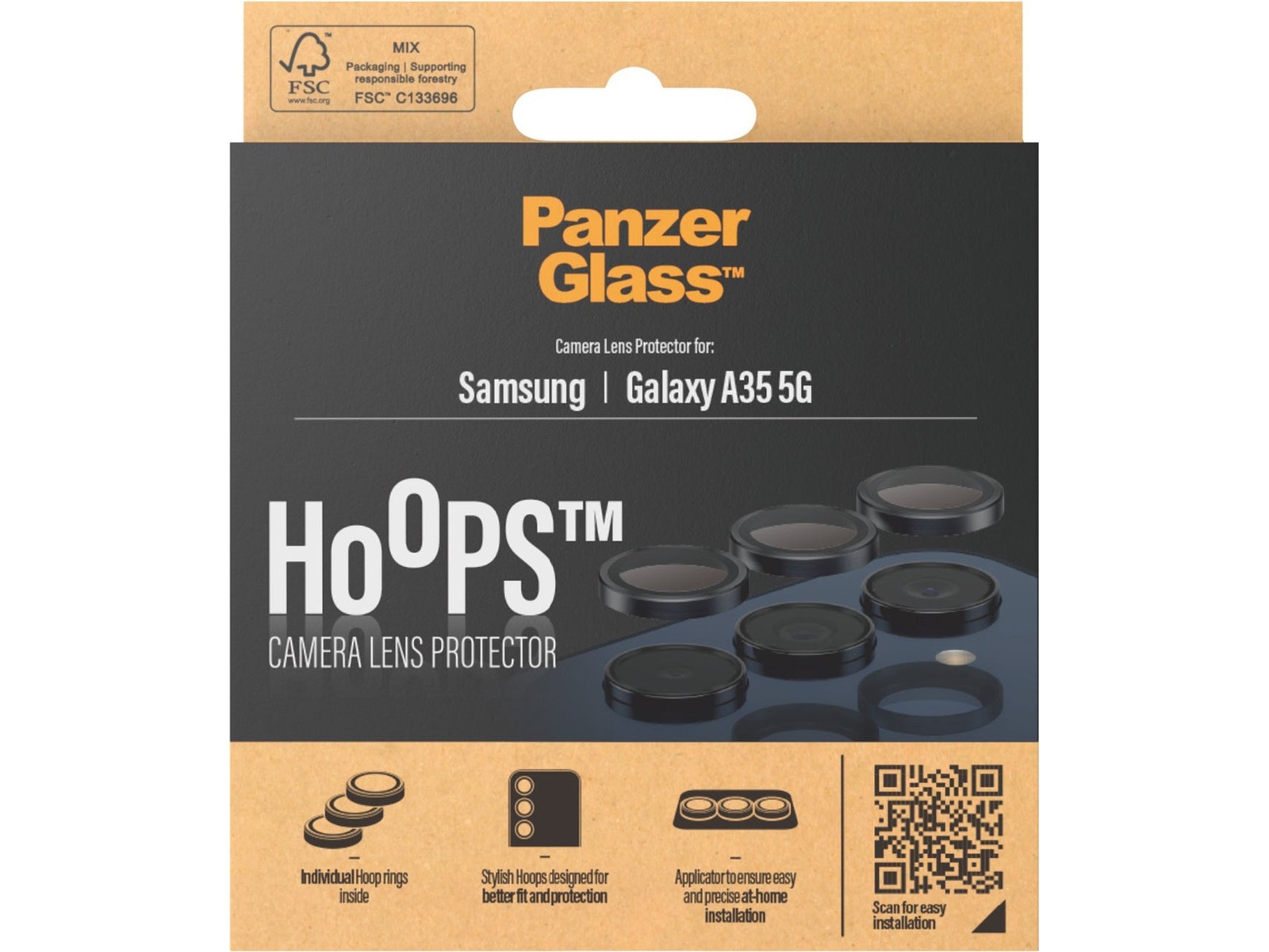 PanzerGlass Galaxy A34 Hoops Linsskydd (svart) Skärmskydd