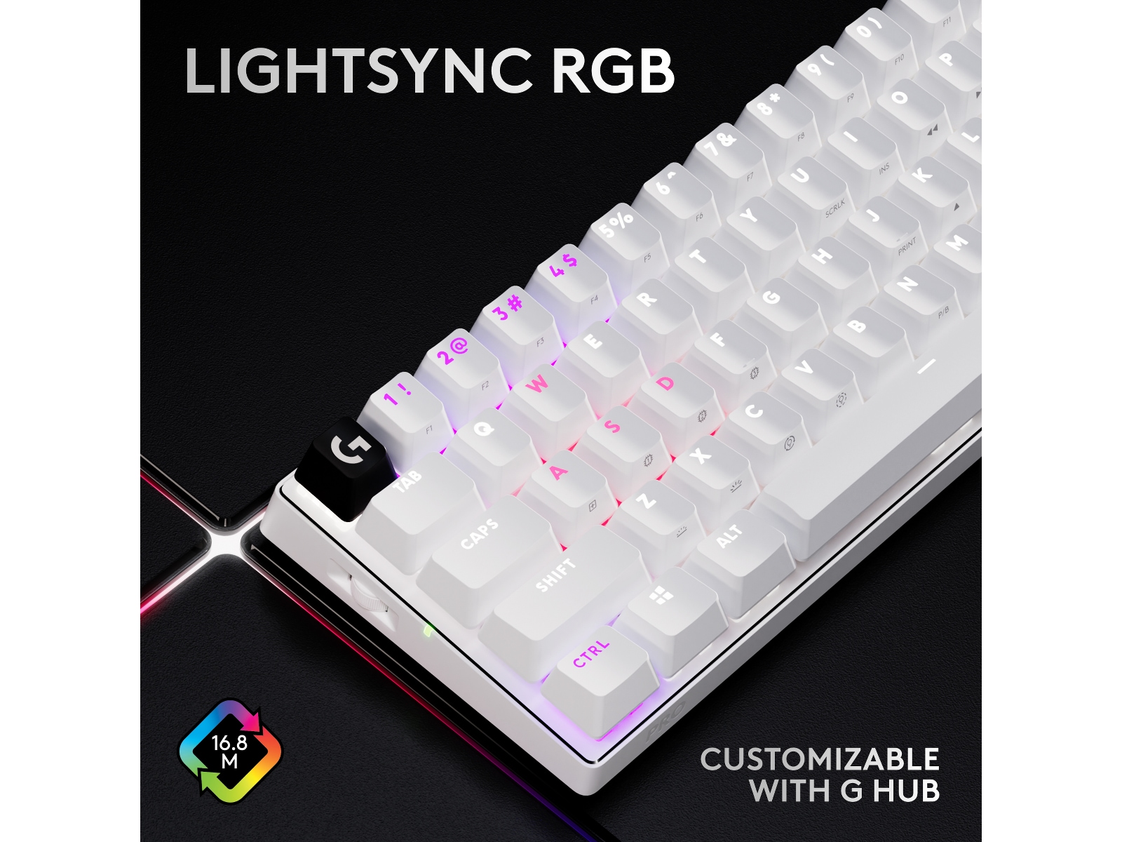 Logitech G Pro X 60 Lightspeed Tactile trådlöst gamingtangentbord (vit) Gamingtangentbord