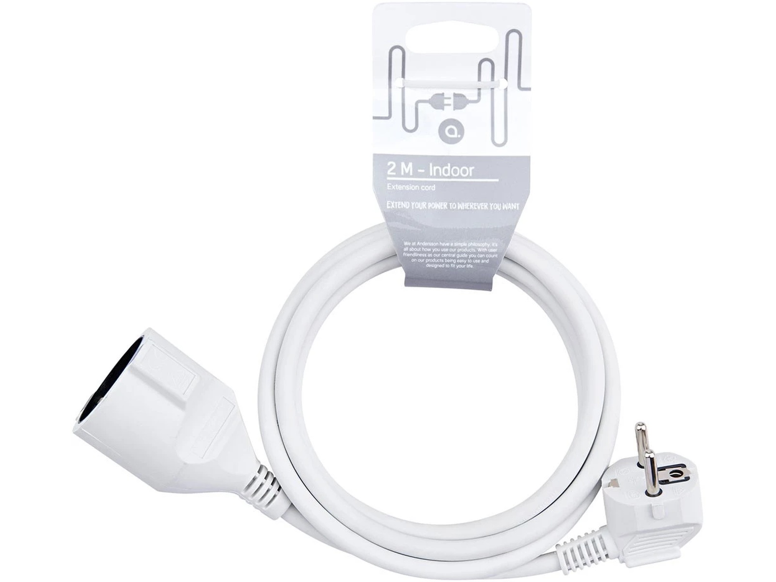 Andersson Förlängningssladd 2m (vit) Förlängningskabel & förgrening