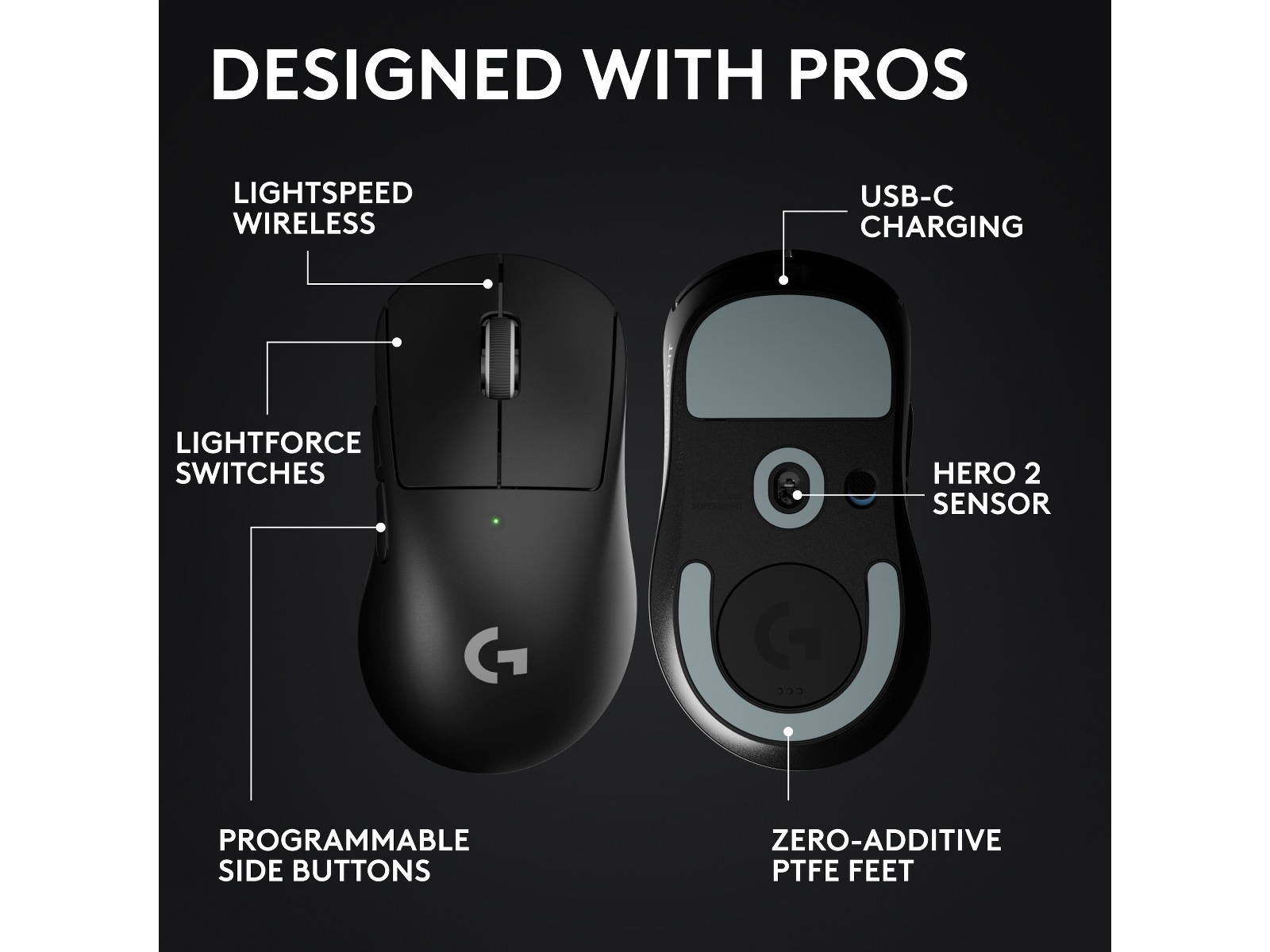 Logitech G Pro X Superlight 2 DEX trådlös gamingmus (svart) Gamingmus