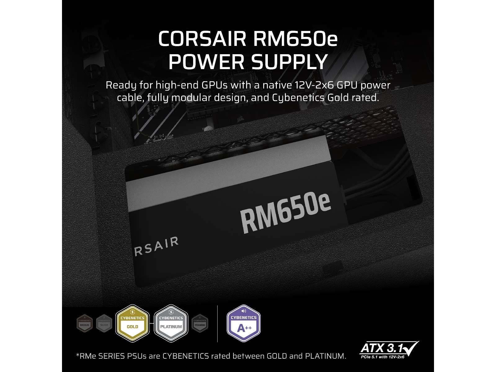 Corsair RMe Series RM650e PSU (svart) Nätaggregat