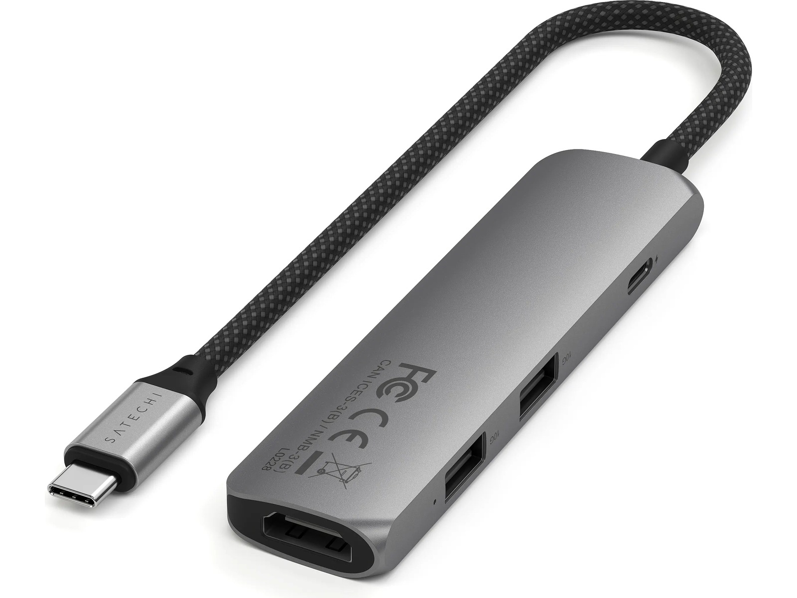 Satechi 4-i-1 Slim 4K Multiport docking (rymdgrå) Dockningsstation och USB-hub