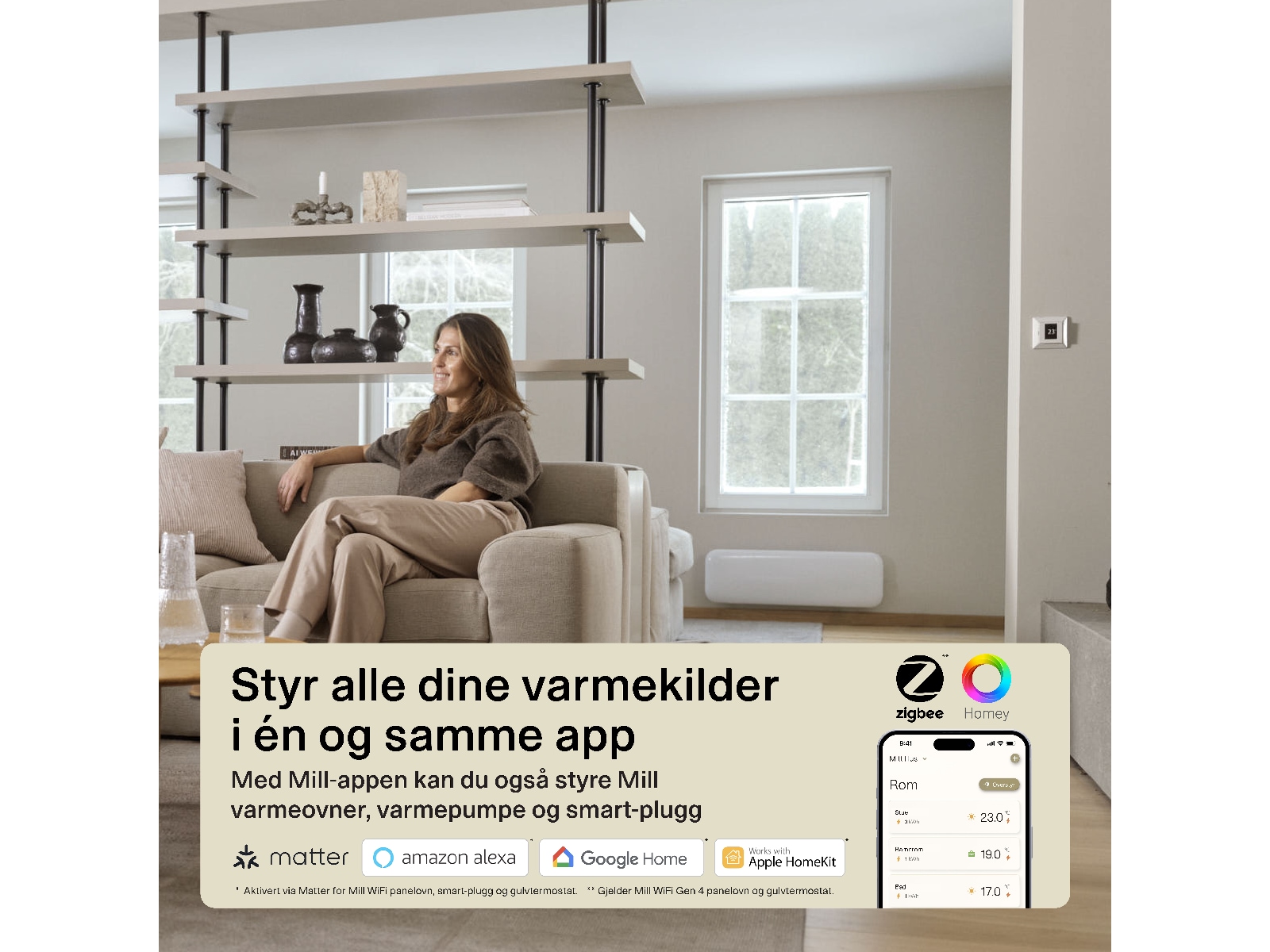Mill Smart WiFi golvtermostat (matt vit) Tillbehör till värme