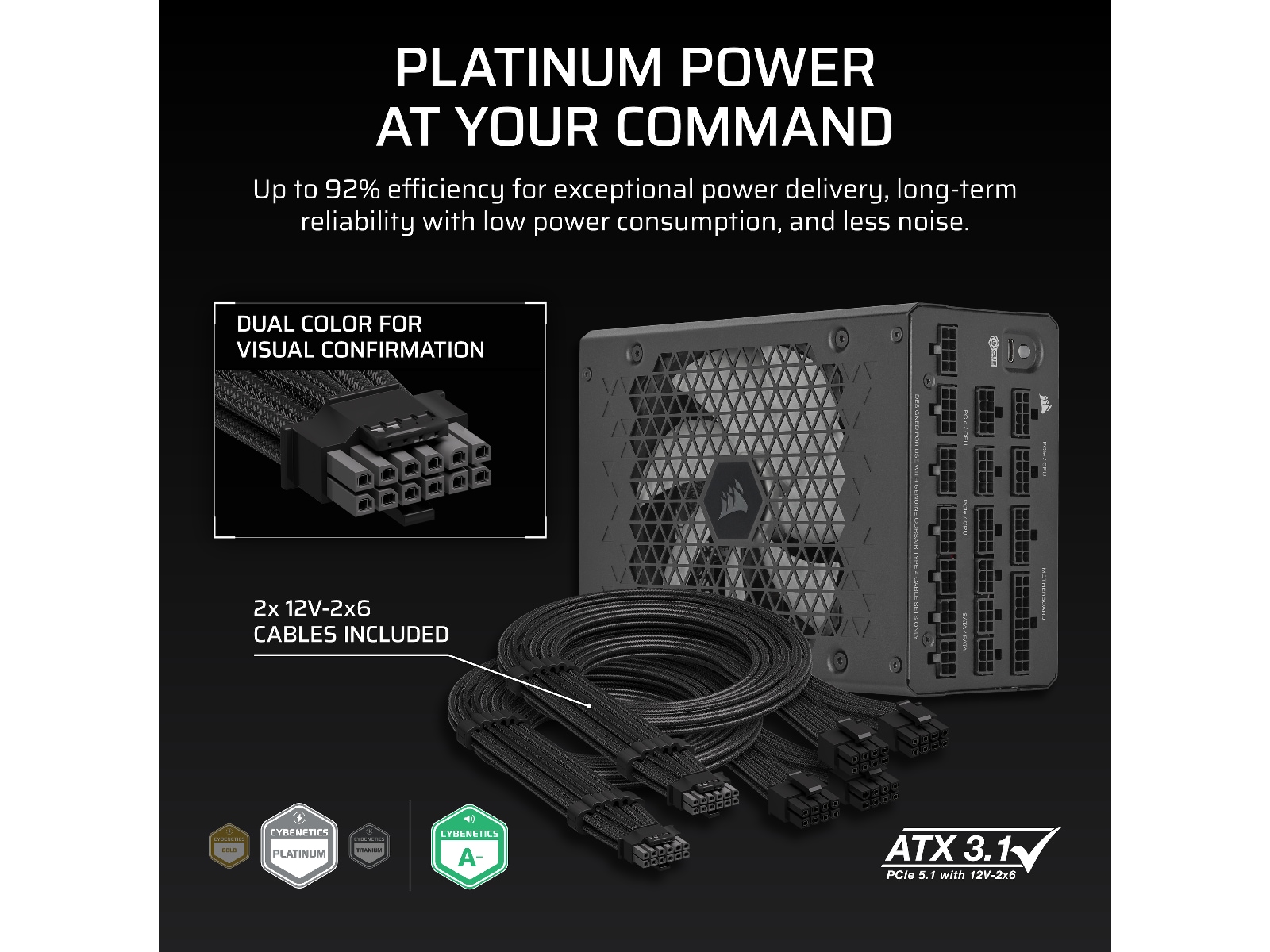 Corsair HXi Series HX1500i PSU (svart) Nätaggregat