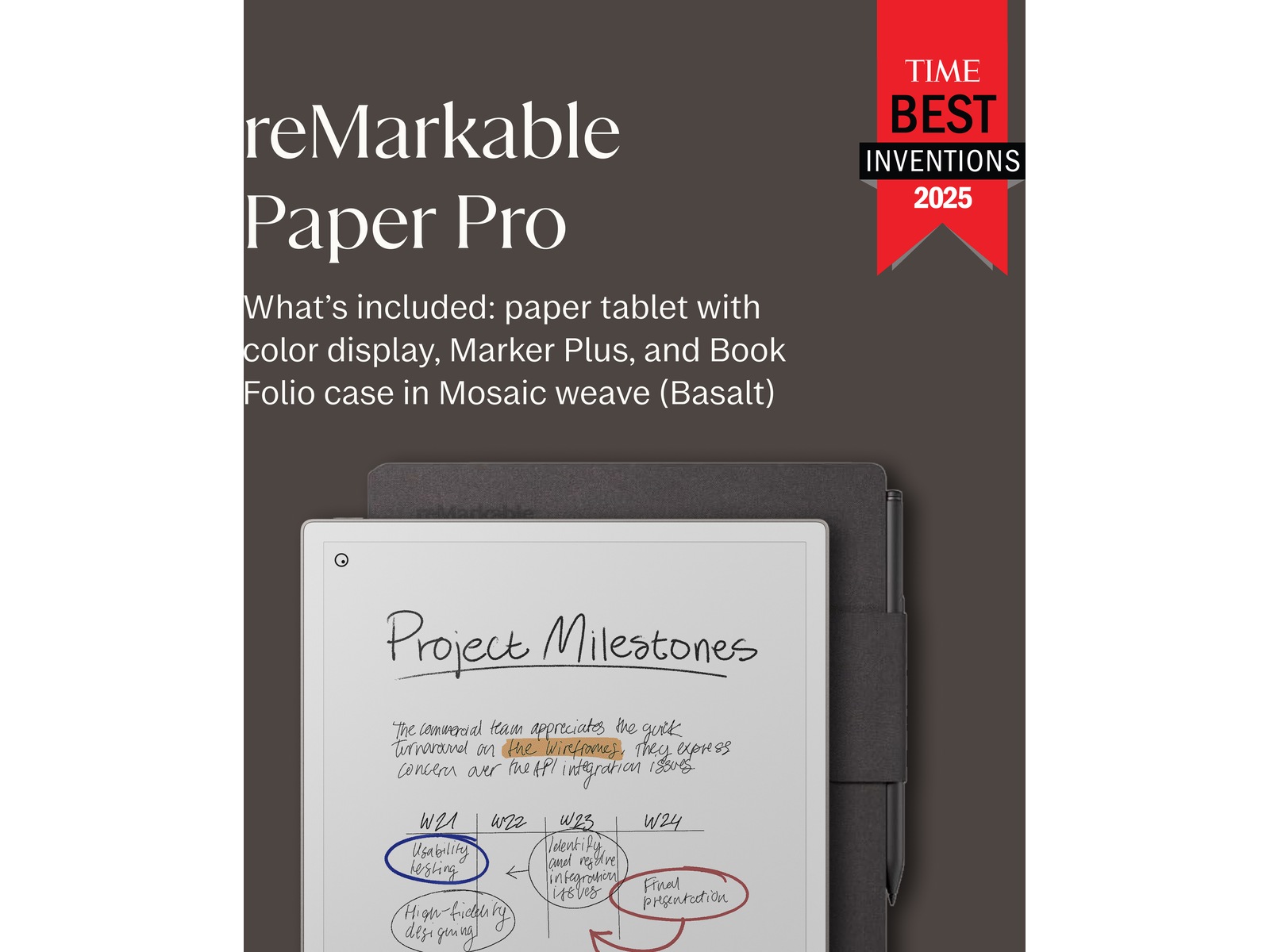 reMarkable Paper Pro 11,8" 64GB inkl. Marker Plus och Book Folio (basalt) Digitala anteckningsblock