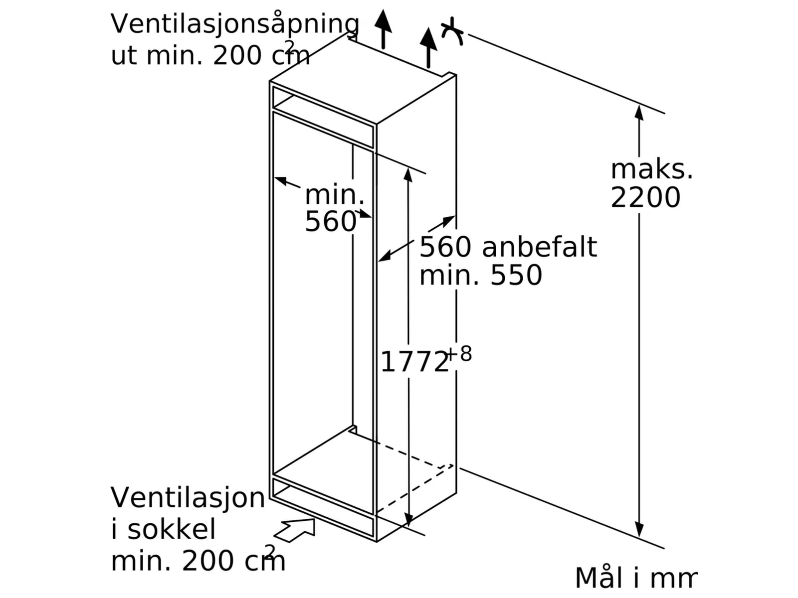 Siemens KI81RAFE1 IQ500 Integrerat Kylskåp Integrerad kyl